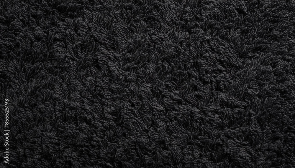 Fototapeta premium Black fluffy shaggy carpet texture