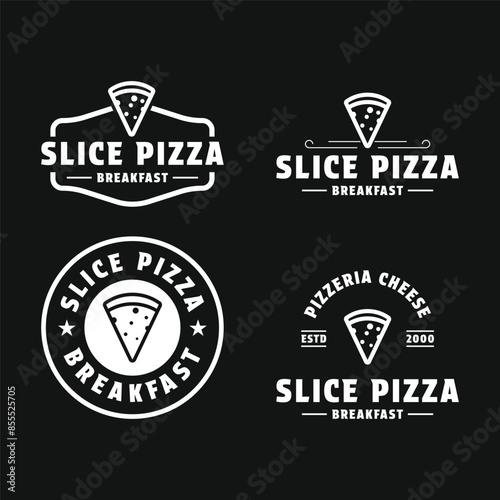 set of collection slice pizza logo design vintage retro badge and label