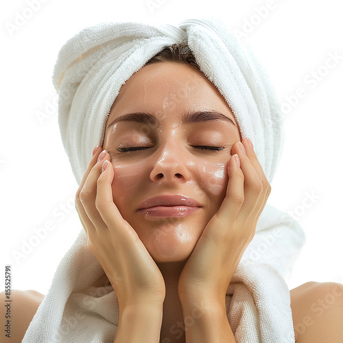 35-39 year old Beauty Brazilian women spa skin healthy on 100% isolate white background. photo