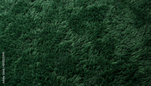 Dark green fluffy shaggy carpet texture