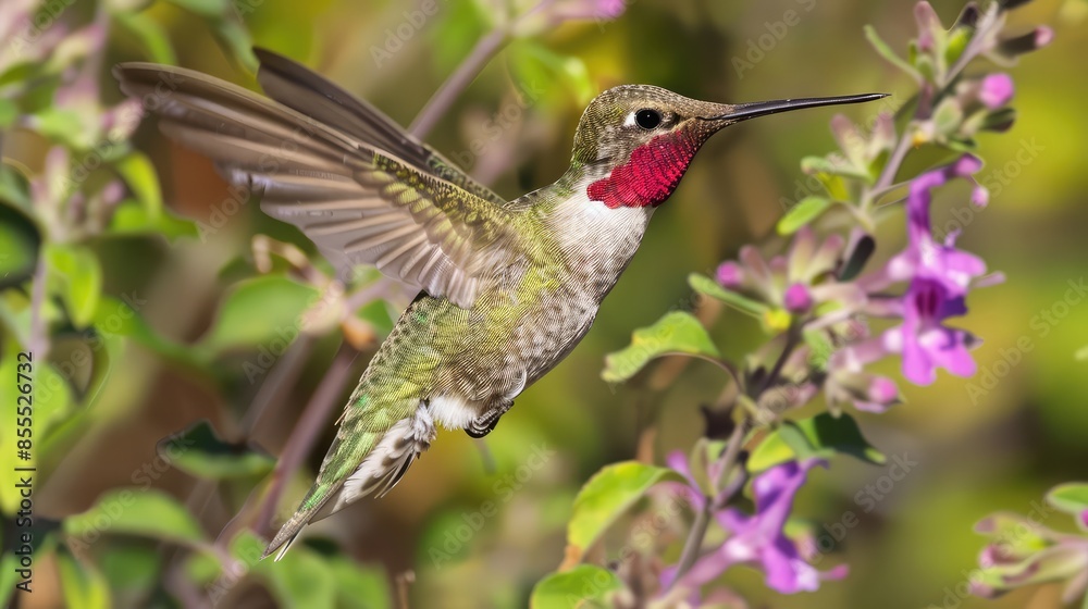 Fototapeta premium hummingbird feeding on a flower.