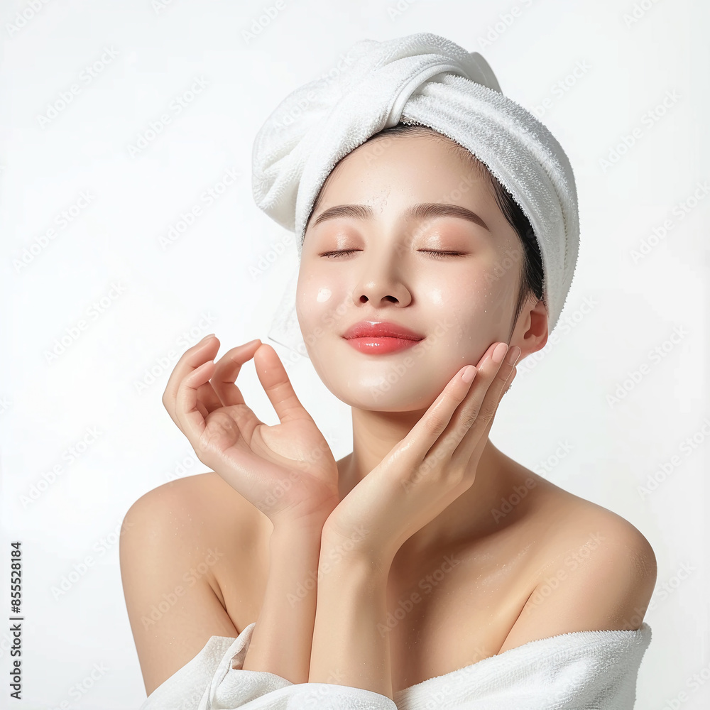 Beauty Asian women spa skin healthy on 100% isolate white background. Beauty Asian women spa skin healthy on 100% isolate white background.