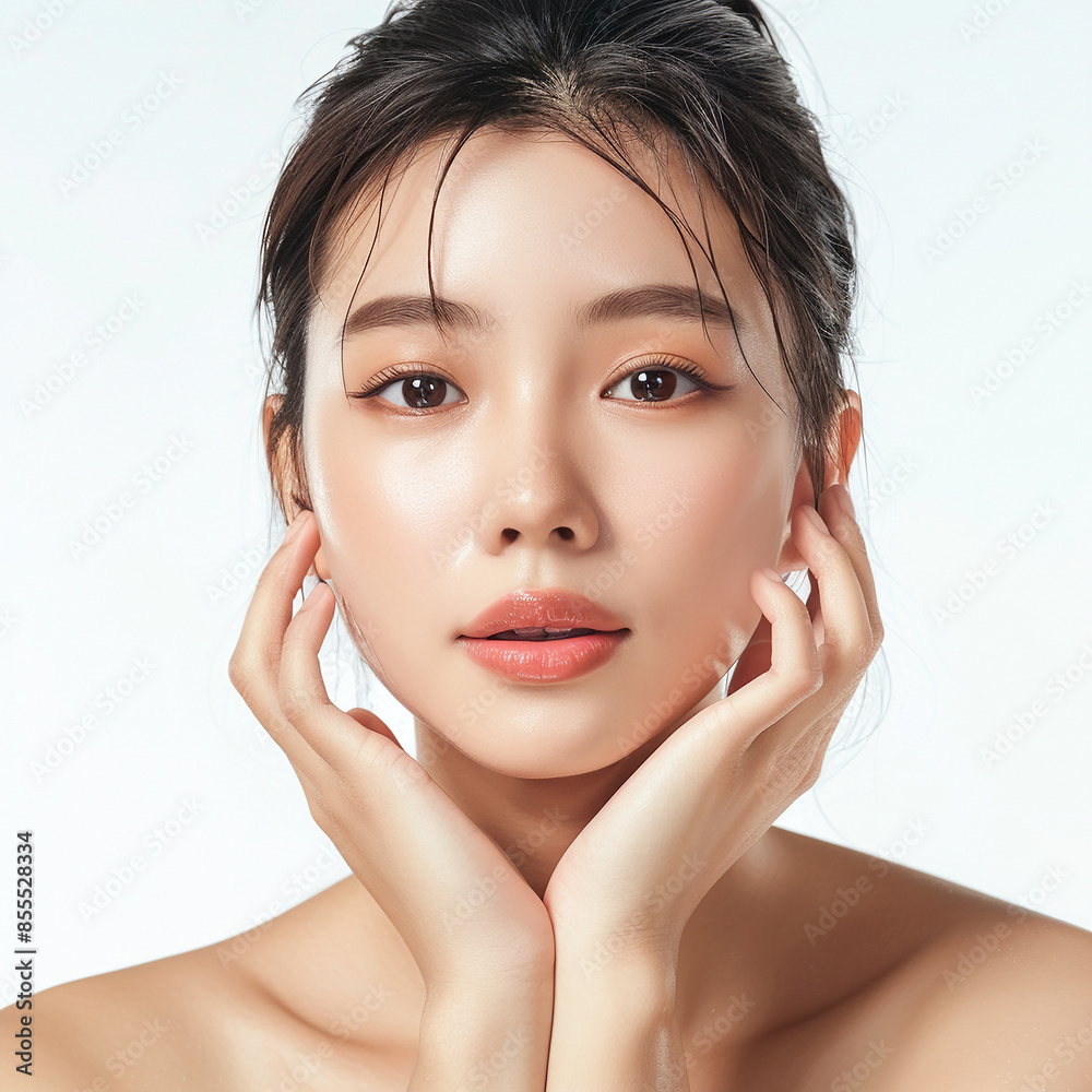 Beauty Korean Asian women spa skin healthy on 100% isolate white background. Beauty Korean Asian women spa skin healthy on 100% isolate white background.