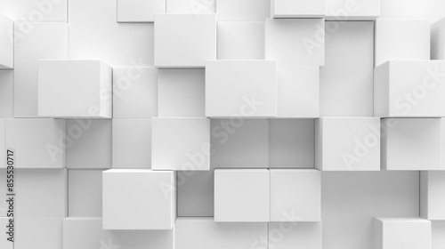 Modern white and light grey square overlapped pattern on background with shadow. white background. Minimal geometric white light background abstract design. Elegant white and grey Background.	