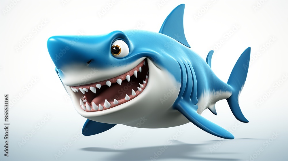 A cartoon shark with a big smile on its face A cartoon shark with a big smile on its face