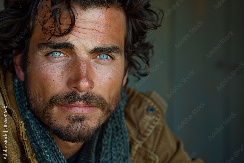 35-Year-Old Male Actor with Blue Eyes, Frontal Composition 35-Year-Old Male Actor with Blue Eyes, Frontal Composition