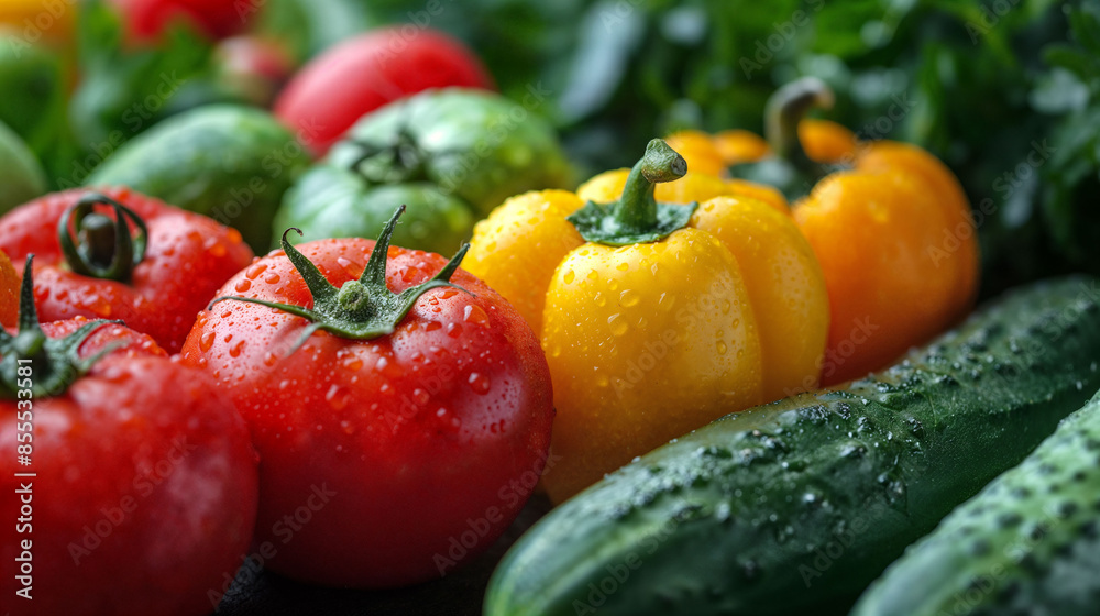 Fresh vegetables with water droplets Fresh vegetables with water droplets