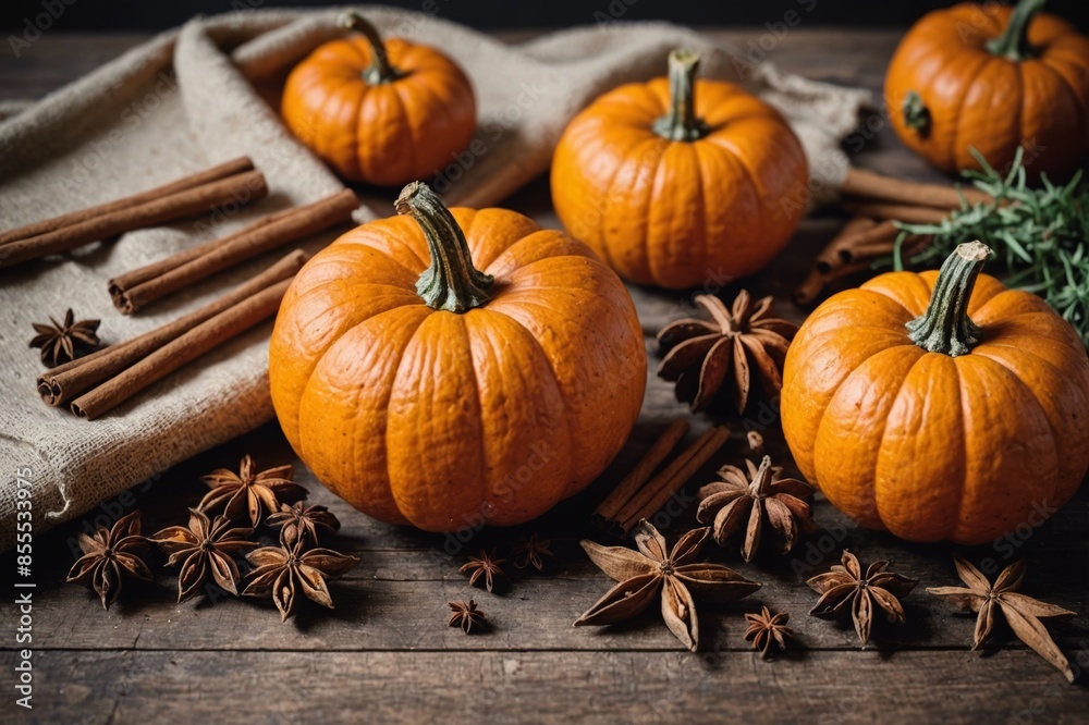 Autumn home : Pumpkins, spices, cinnamon, anise. Aromatherapy, cozy atmosphere, comfort and relaxation Autumn home : Pumpkins, spices, cinnamon, anise. Aromatherapy, cozy atmosphere, comfort and relaxation