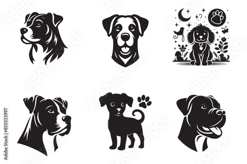 A  dog head silhouette vector style  white background