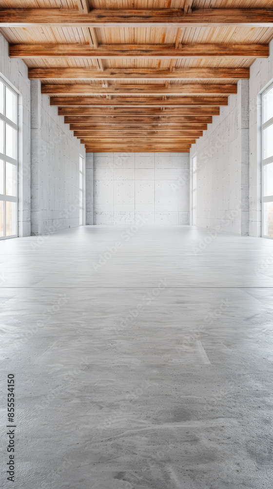 Empty warehouse building interiors in neutral tones with ample copy space. Concept image on commerce, stock, storage and industrial businesses. Empty warehouse building interiors in neutral tones with ample copy space. Concept image on commerce, stock, storage and industrial businesses.