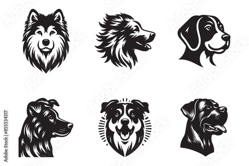 A  dog head silhouette vector style  white background