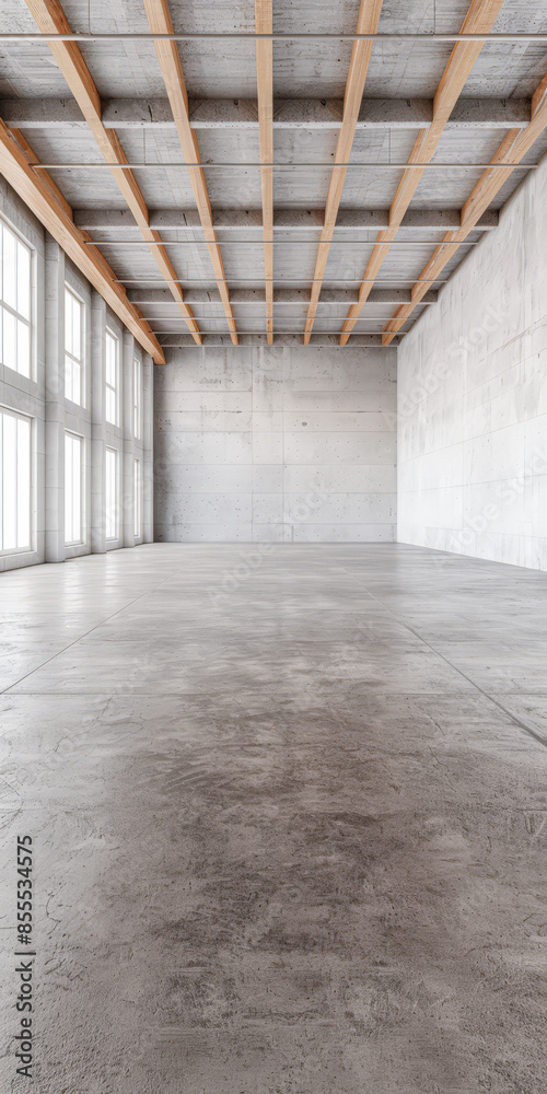 Empty warehouse building interiors in neutral tones with ample copy space. Concept image on commerce, stock, storage and industrial businesses. Empty warehouse building interiors in neutral tones with ample copy space. Concept image on commerce, stock, storage and industrial businesses.