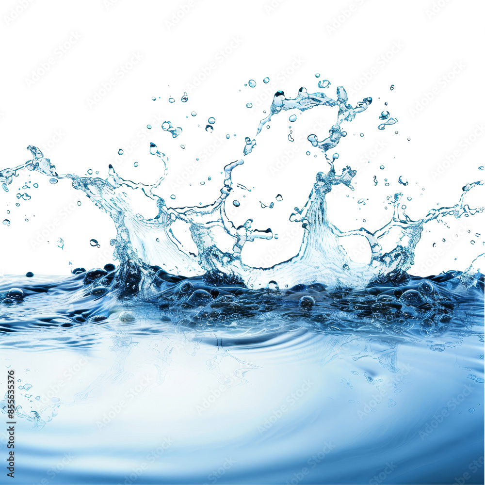 Dynamic water splash with droplets frozen in mid-air, isolated on white background, capturing the essence of movement and fluidity. Dynamic water splash with droplets frozen in mid-air, isolated on white background, capturing the essence of movement and fluidity.