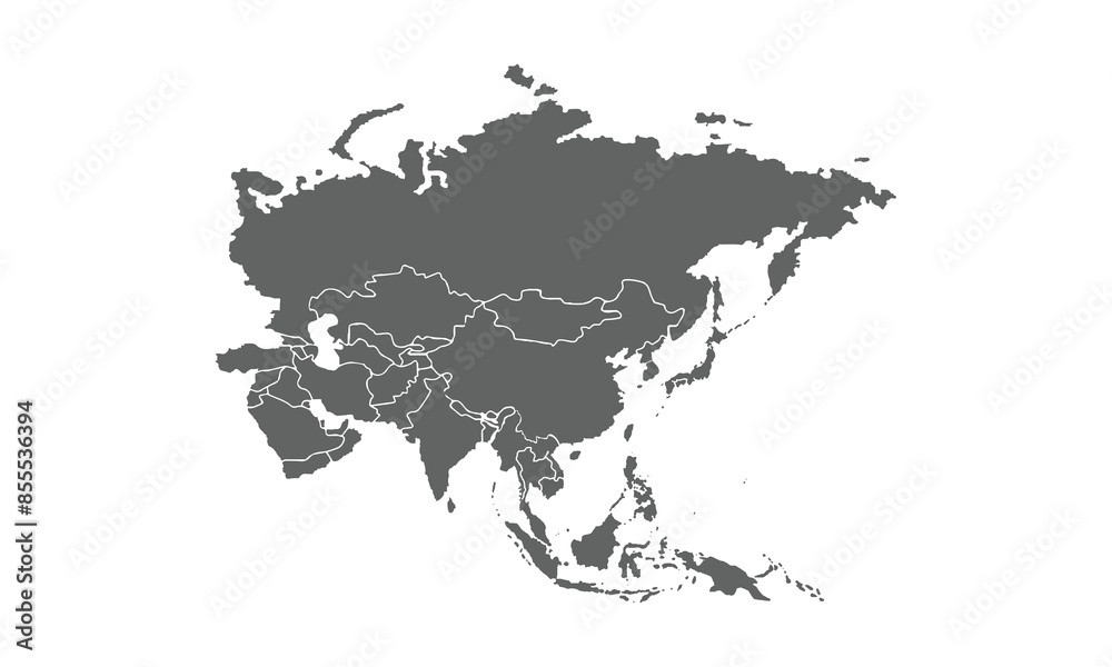 Asia map isolated on white background. for website layouts, background, education, precise, customizable, Travel worldwide, map silhouette backdrop, earth geography, political, reports. Asia map isolated on white background. for website layouts, background, education, precise, customizable, Travel worldwide, map silhouette backdrop, earth geography, political, reports.