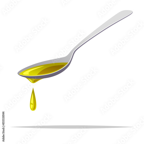 A spoon of olive oil vector isolated illustration