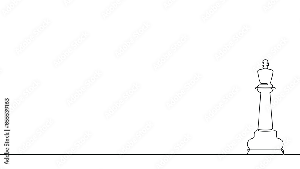 Obraz premium One line drawing of chess king