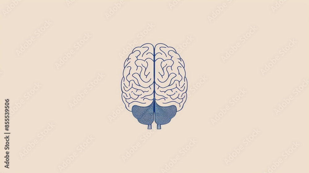 Minimalistic Brain Illustration on Beige Background Minimalistic Brain Illustration on Beige Background