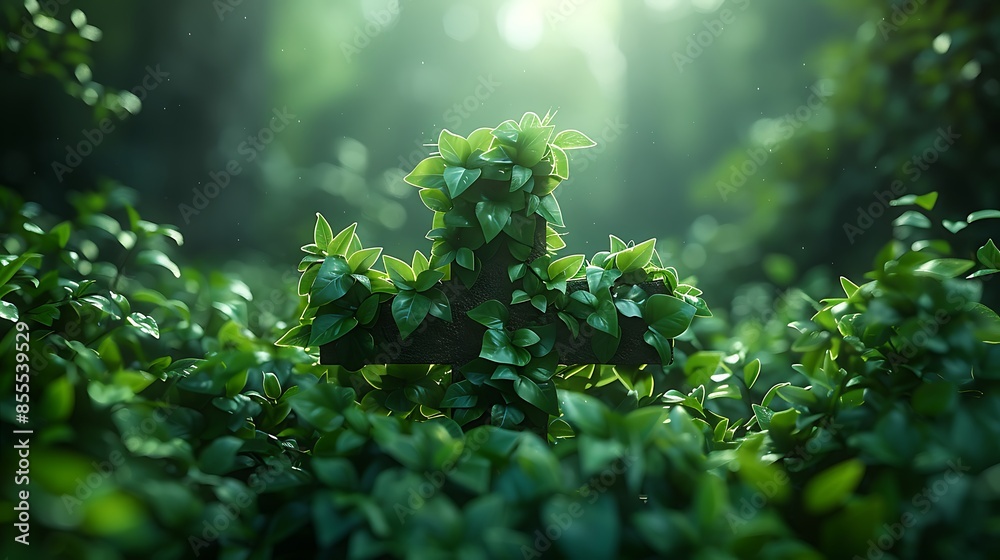 Crosses made from intertwining vines and leaves, set against a natural backdrop. The lush green vines and leaves form intricate cross patterns, symbolizing nature Crosses made from intertwining vines and leaves, set against a natural backdrop. The lush green vines and leaves form intricate cross patterns, symbolizing nature