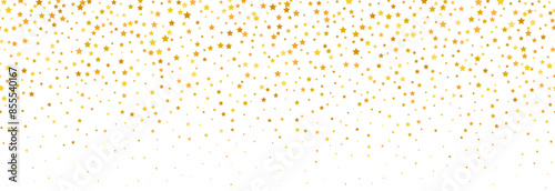 Gold falling down confetti background. Repeated golden dotted glitter pattern. Yellow, orange and golden dots wallpaper. Celebration Christmas, New Year or birthday party repeating backdrop. Vector