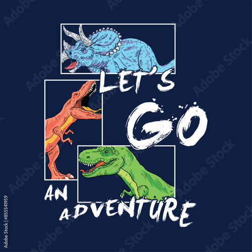 tee print design as vector with will dinosaurs drawing