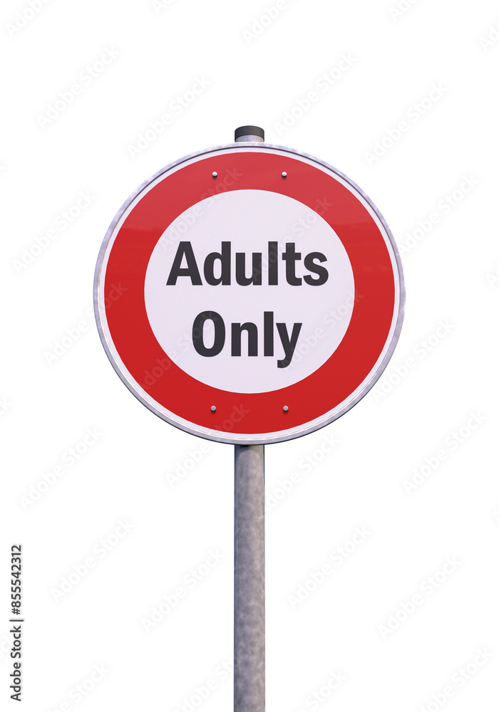 3d rendering of a traffic sign - adults only warning symbol. 3d rendering of a traffic sign - adults only warning symbol.