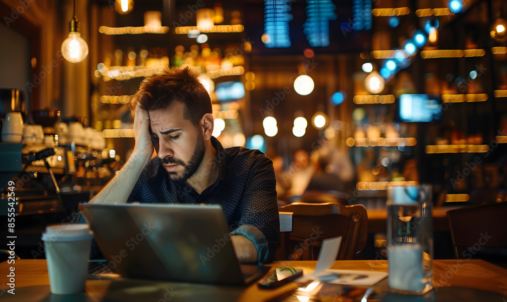 Businessman faces worries Disappointed in investing. Businessman faces worries Disappointed in investing.