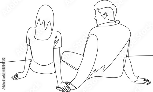 Couple in love one line art illustration vector