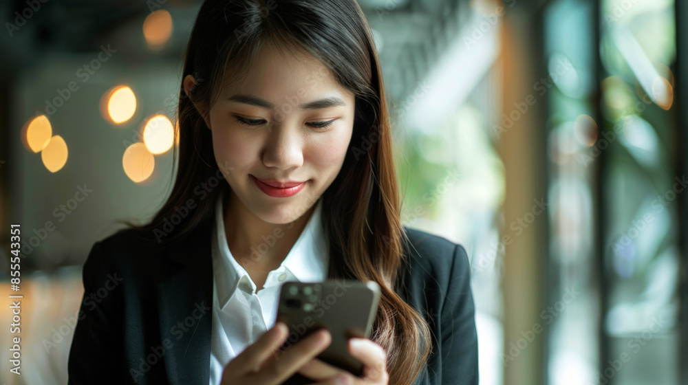 portrait business holding and typing on phone portrait business holding and typing on phone