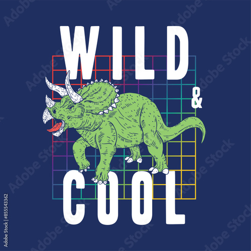 textile print design as vector with will dinosaurs drawing