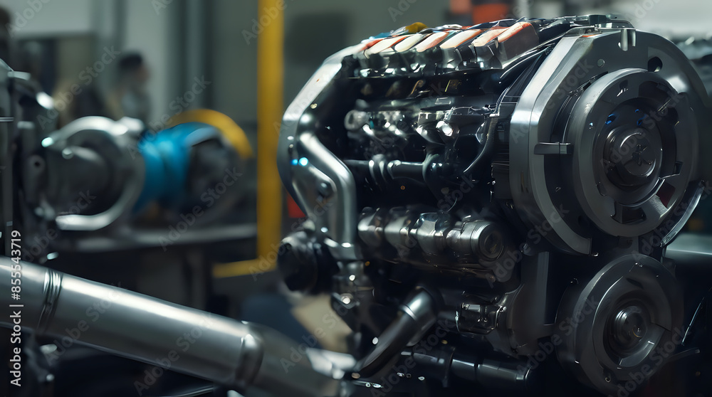 a close up of a machine with a large engine a close up of a machine with a large engine