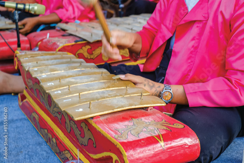 Javanese gamelan, is traditional Indonesian music that still exists today photo