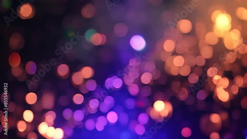 Blurry video of opulent gold and blue lights shimmering and twinkling, An opulent display of twinkling lights and shimmering particles