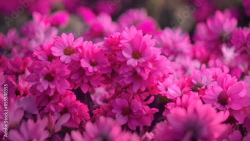 A cluster of pink flowers blossoming outdoors in a field, Blooming flowers in the shape of a heart, surrounded by petals