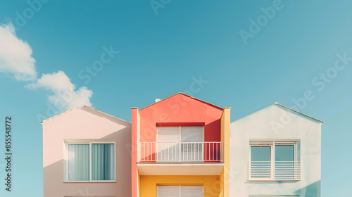A minimalist architecture photography of colourful houses
