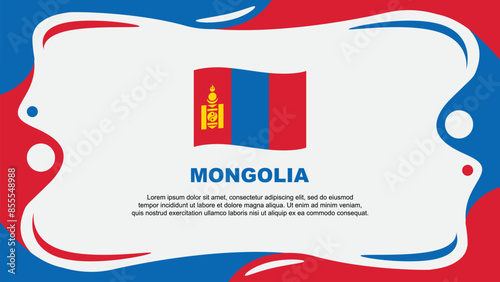Mongolia Flag Abstract Background Flat Design Template. Mongolia Independence Day Banner Wallpaper Vector Illustration. Mongolia Flag