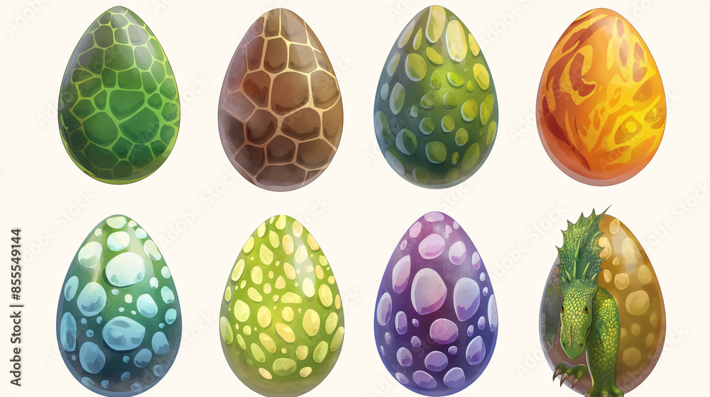 Asset of cartoon dinosaur eggs for mobile game for slot game element, Illustration Asset of cartoon dinosaur eggs for mobile game for slot game element, Illustration