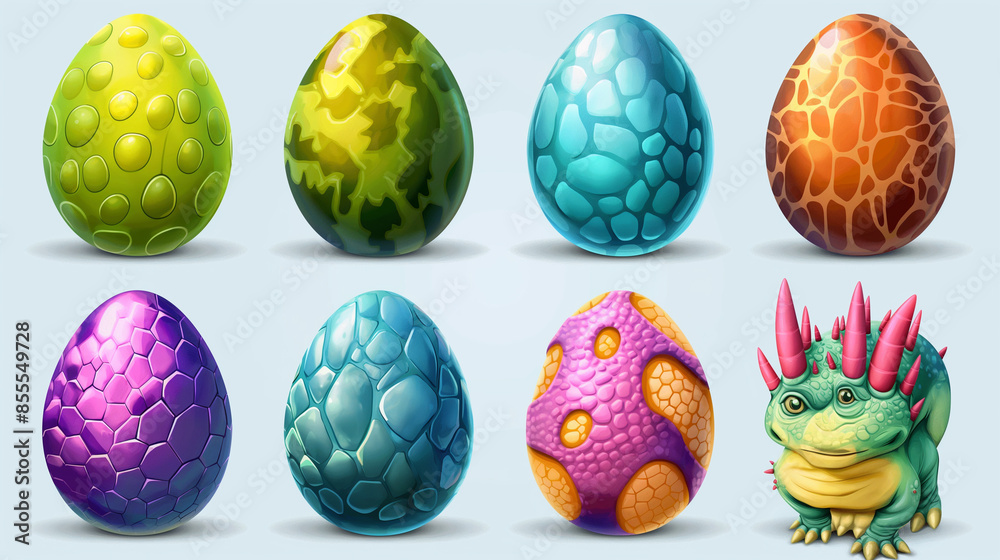 Asset of cartoon dinosaur eggs for mobile game for slot game element, Illustration Asset of cartoon dinosaur eggs for mobile game for slot game element, Illustration
