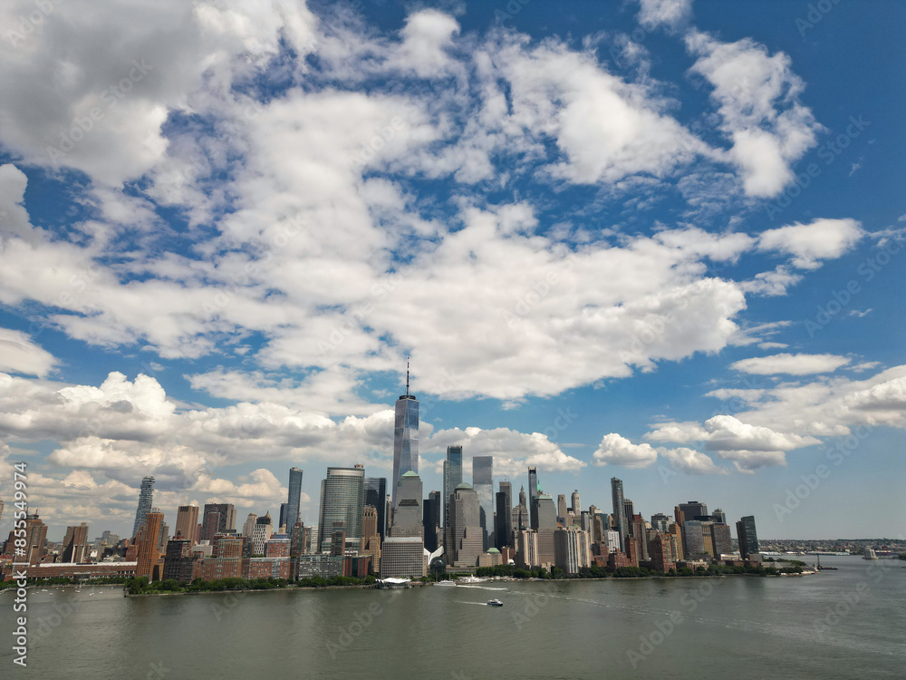 NYC, Drone view of the skyline of New York City. NYC, Drone view of the skyline of New York City.