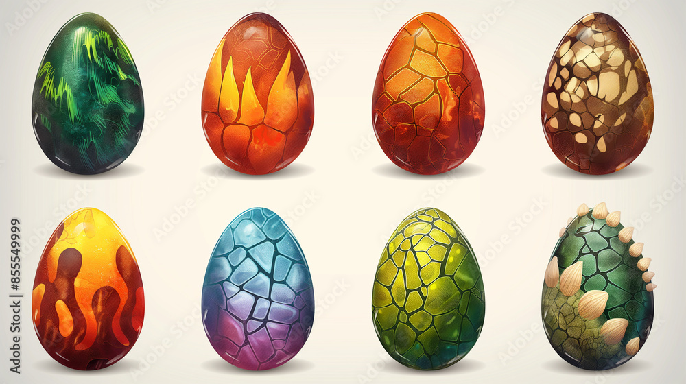 Asset of cartoon dinosaur eggs for mobile game for slot game element, Illustration Asset of cartoon dinosaur eggs for mobile game for slot game element, Illustration