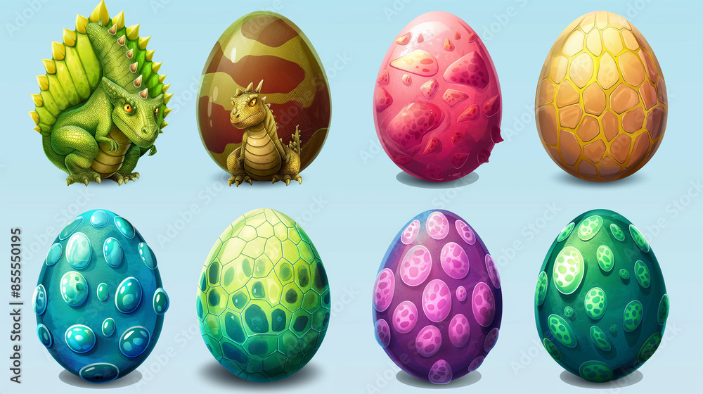 Asset of cartoon dinosaur eggs for mobile game for slot game element, Illustration Asset of cartoon dinosaur eggs for mobile game for slot game element, Illustration