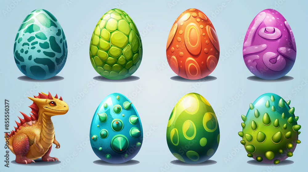 Asset of cartoon dinosaur eggs for mobile game for slot game element, Illustration Asset of cartoon dinosaur eggs for mobile game for slot game element, Illustration