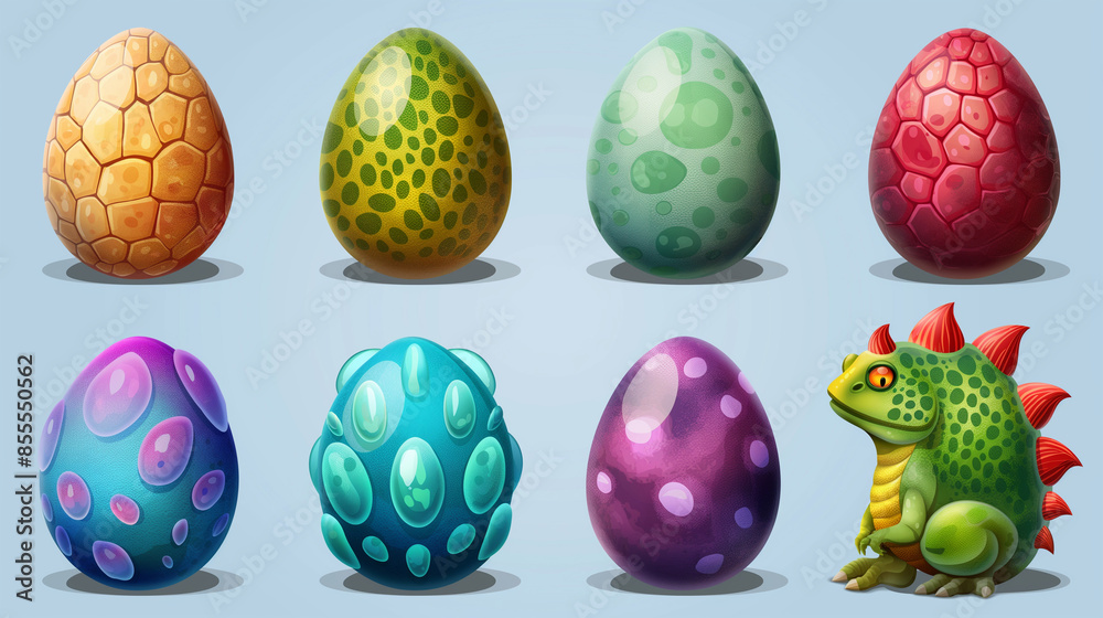 Asset of cartoon dinosaur eggs for mobile game for slot game element, Illustration Asset of cartoon dinosaur eggs for mobile game for slot game element, Illustration