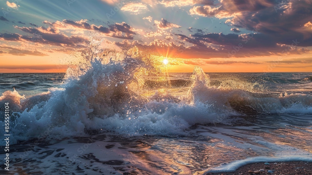 Fototapeta premium Wave Crashing on the Beach