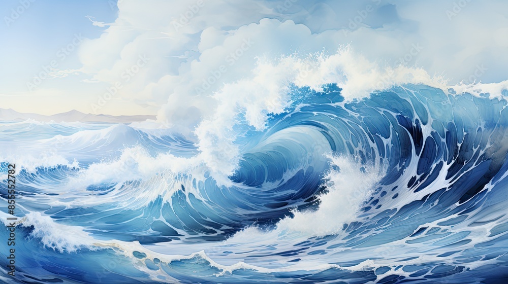 Winter ocean waves watercolor, white snow abstract background Winter ocean waves watercolor, white snow abstract background