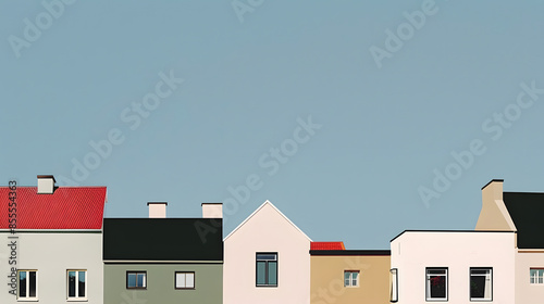 Minimalist architecture Illustration of colorful houses, backgrounds © Yuki Liu