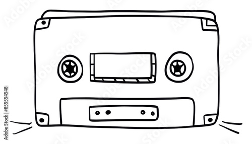 PNG Cassette tape sketch line white background.
