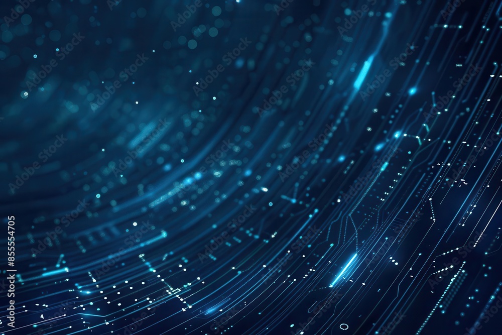 abstract tech lines and dots pattern futuristic dark blue digital innovation background