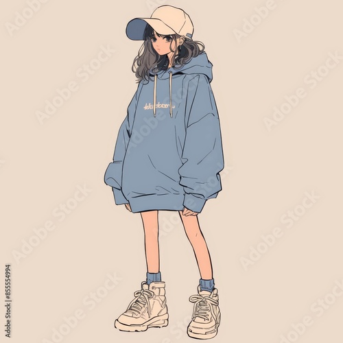 hand drawn style illustration of cute girl in hoodie, beige background --stylize 400 --niji 6 Job ID: 1f268ef6-09f0-4ab5-8dda-efaae8235d81 photo