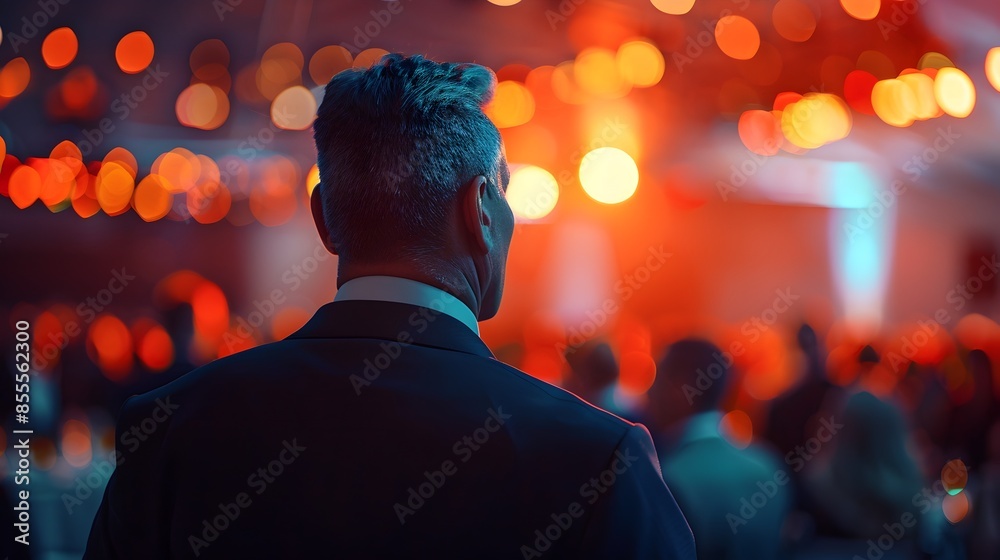 Business Leader Attending Gala Networking with Industry Peers at Festive Corporate Event Business Leader Attending Gala Networking with Industry Peers at Festive Corporate Event