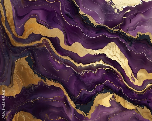 Stunning epoxy wall texture in rich purple and gold, creating a royal ambiance,